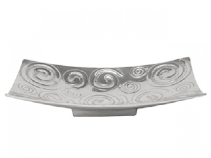 CHAROLA MANZANILLO ESPIRAL CURVA RECTANGULAR GDE CHAROLA EN PEWTER 